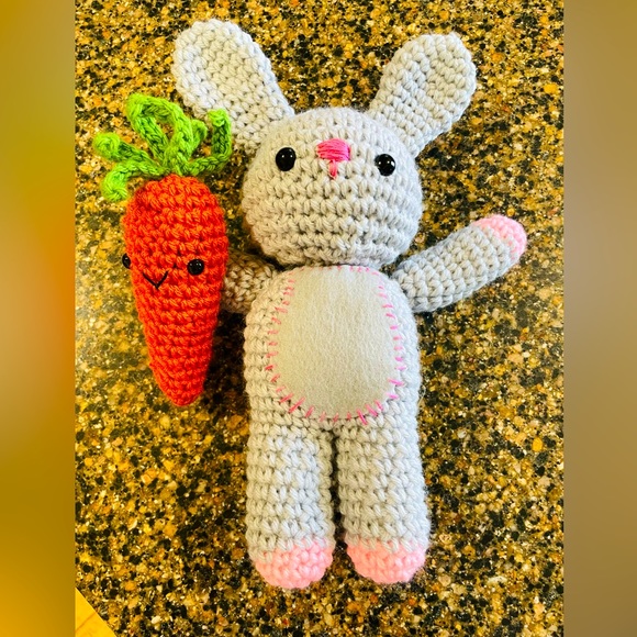 Handmade crocheted bunny and carrot. - Picture 2 of 3